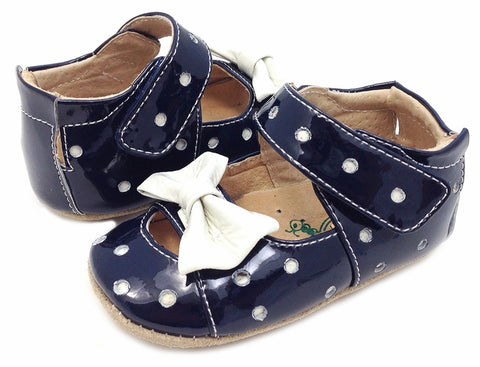 Baby Girls Livie & Luca Minnie Navy Patent Dot Shoes Size 0 to 6 Months Only