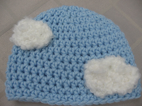 Baby Boy Cloudy Day Blue Toque Size 0 to 9 Months Only by Lots of Knots