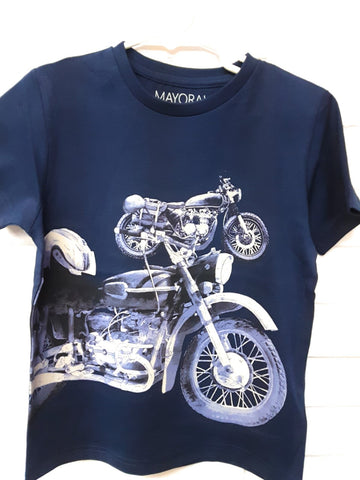 Mayoral Boys Blue Motorbike Motorcycle Tshirt Style 3025 - Runwayz Boutique