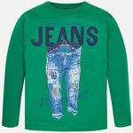 Boys Mayoral Nukutavake Green Long Sleeved Shirt with Pair of Jeans with Patches style 7006 - Runwayz Boutique