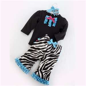 Mudpie Girls Wild Child Zebra 2 Piece Pants Set 190007-18 Size 12 to 18 Months Only - Runwayz Boutique