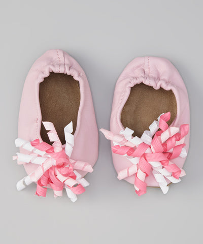 Baby Girls Mudpie Light Pink Curly Grosgain Shoe Size 6 to 12 Months Item 173805-12 - Runwayz Boutique