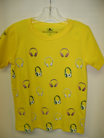 Boys Sierra Julian Scooter Club Headphones Print Yellow Tshirt C1S16809 Modolo