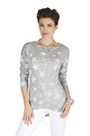 Ladies Mode Tricotto Grey Star Print Top Tunic Sweater - Runwayz Boutique