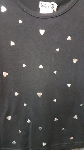 Girls Long Sleeved Top with Silver Hearts Lofff brand