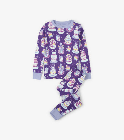 Girls Hatley 2 Piece Pajama Set Purple Colourful Cakes Organic Cotton - Runwayz Boutique