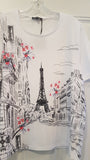 Ladies Leo & Ugo White Top with Eiffel Tower Print Enjoy Life Size XXL Only Style TED967