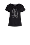 Ladies Leo & Ugo Black Top with Shoes Applique on front Style TEV170 Size XL Only Short Sleeved