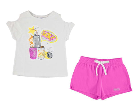 Mayoral Girls 2 Pc Set Cans Top With Hot Pink Short Size 10 or 12 - Runwayz Boutique