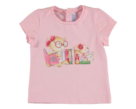 Mayoral Girls T Shirt Kitty with Books Size 24 or 36 Months Available - Runwayz Boutique