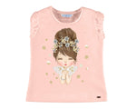 Mayoral Girls T Shirt Girl With Flower Crown Print Size 4 6 or 8 - Runwayz Boutique
