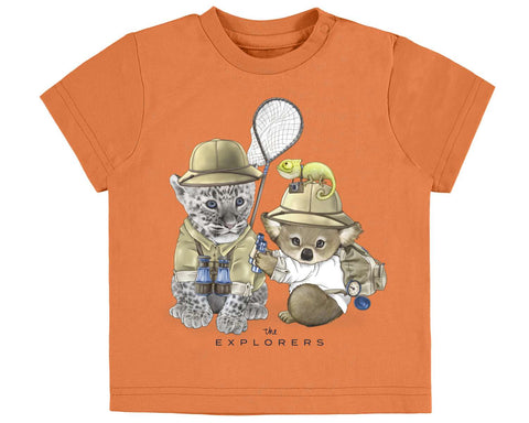 Mayoral Baby Boys Explorers Orange Tshirt with Koala and Tiger Style 1019 - Runwayz Boutique
