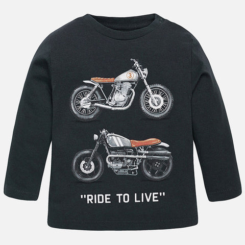 Mayoral Baby Boys Ride to Live Long Sleeved Motorcycle Top style 2402 - Runwayz Boutique