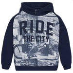 Mayoral Boys Junior Youth Nukutavake Outerwear Style 7416 Ride The City Navy Hoodie Printed Pullover