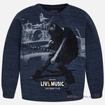 Mayoral Boys Nukuvatake Live Music Uptown Club Concert Sweatshirt Style 7414 in Blue Outerwear - Runwayz Boutique