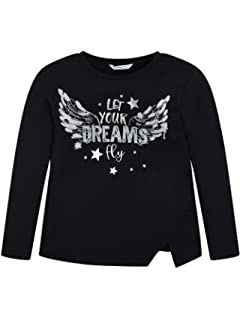 Mayoral Girls Youth Let Your Dreams Fly Long Sleeved Black Top Style 7056