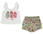 Baby Girls Mayoral Summer 2 piece Set Tank top with Flowered Shorts Set Style 1231 - Runwayz Boutique