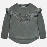 Mayoral Girls Dark Grey Wings Top Style 4050 Size 4 6 or 8
