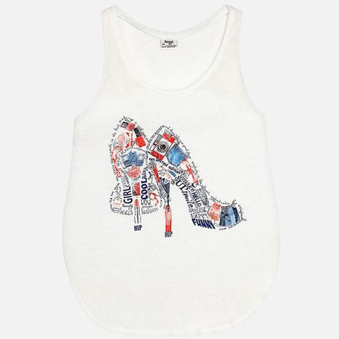 Girls Youth Mayoral High Heeled Shoe Print Tank Top Style 6093 - Runwayz Boutique