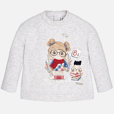 Baby Girls Back to School Grey Sweatshirt with Puppy Style 2458