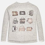 Mayoral Girls Grey Purses Print Sweatshirt Style 7432 Size 8 or 10 - Runwayz Boutique