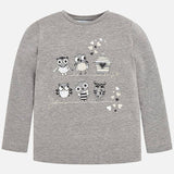Girls Mayoral 2 Piece Set Grey Owl Top with Heart Leggings Style 4070
