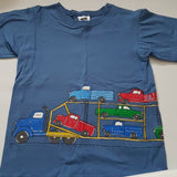 Boys truck carrier wrap around print tee Mulberribush Size 6 Gently Loved