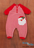 Baby Boys Santa Face Red and White Striped Footless Romper Style 93-9162 - Runwayz Boutique