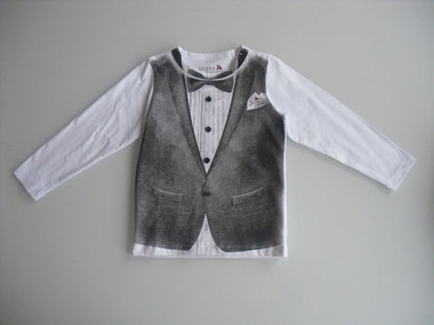 Sierra Julian Boys Long Sleeved Tuxedo Shirt Forino S1W13BK05 Last One Size 8 - Runwayz Boutique
