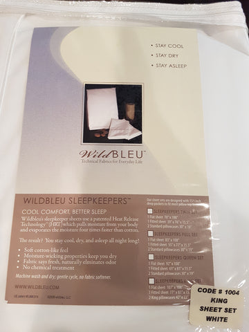 Wild Bleu Sleepkeepers King Sheet Set White Code # 1004