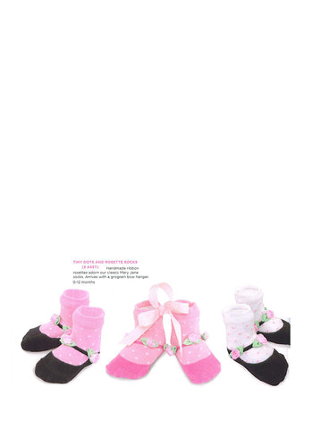Mudpie Baby Girl Tiny Dots Roset Socks Pink with Black Mary Jane Look Size 0-12 Months Item 171406 - Runwayz Boutique